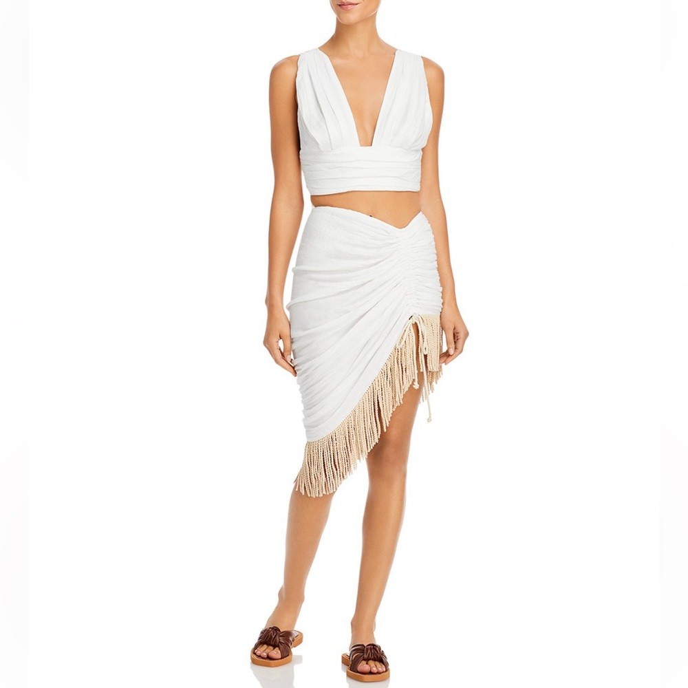 JUST BEE QUEEN Celia Asymmetrical White Skirt Size Medium. NWT - Picture 2 of 4